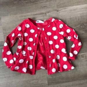 4 for $25 H&M red & white polka dot cardigan